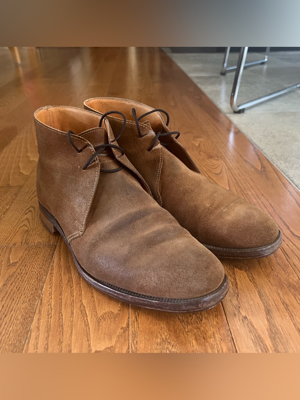 Men's Brown Crockett and Jones suede chukka boots